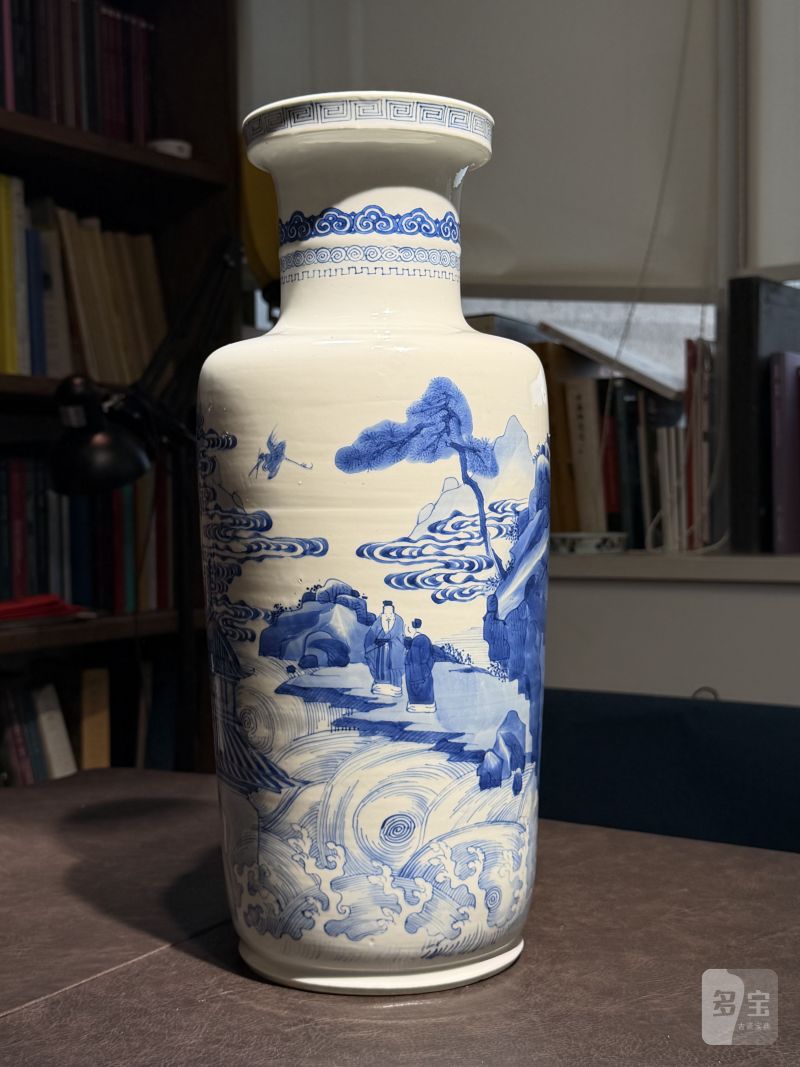 清康熙 青花“海屋添筹”图棒槌瓶 - 图3